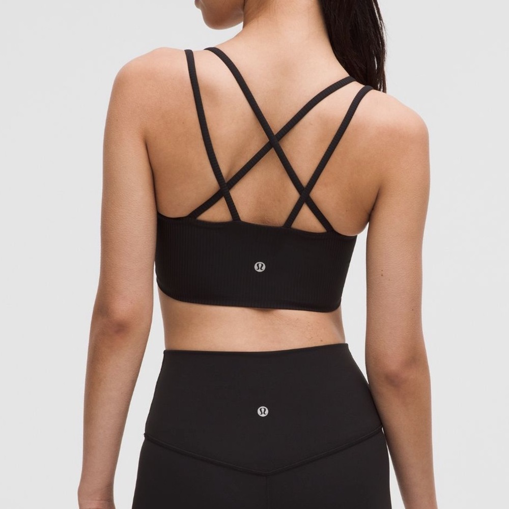 Lululemon Like a Cloud Ribbed Longline Sports Bra Light Support B/C Cup Black 2